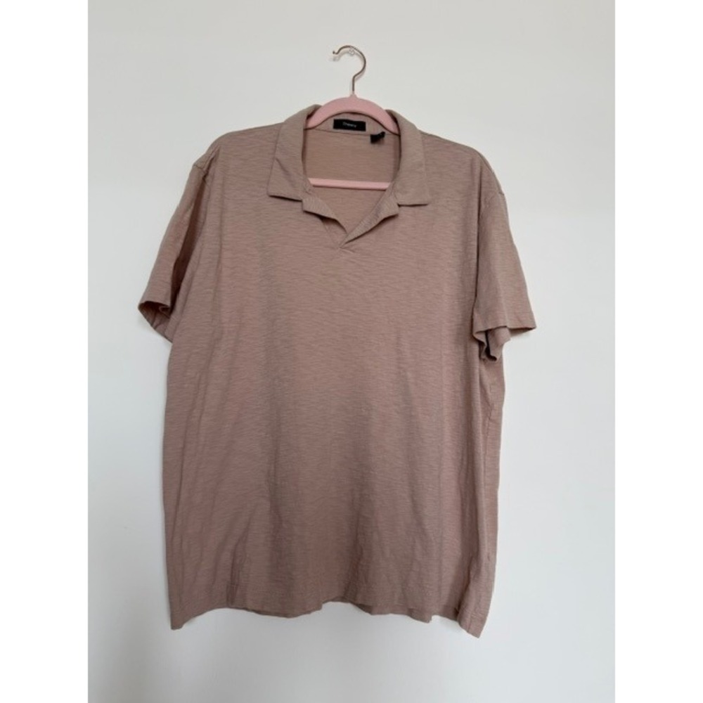 Theory Willem Cosmos Jersey Polo Shirt‎ Men's XXL | Dusty Blush Short Sleeve